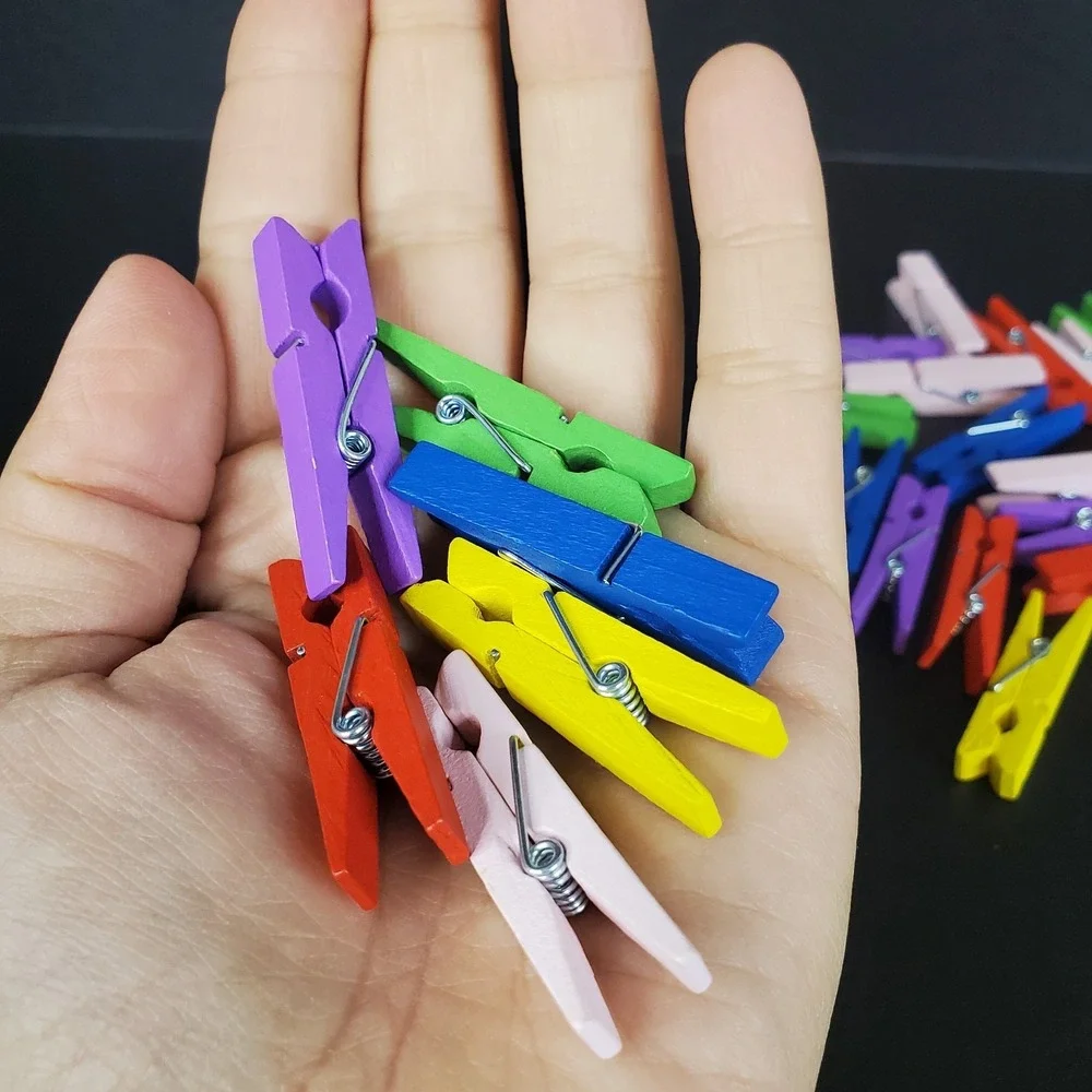 Mini Clothespin Lot Of 35 Colorful Variety Pack 1.75 Inch Junk Journal Supplies